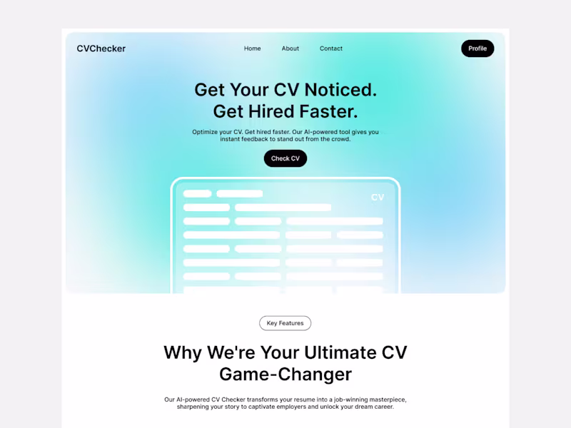Cover image for CVChecker - Startup Website Design