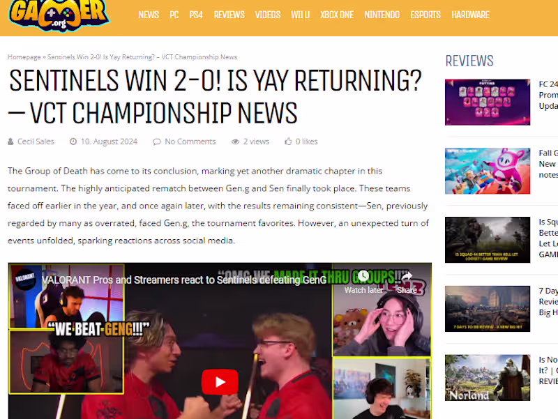 Cover image for Daily Gaming Blog Writer - PC, Console, eSports and Guides