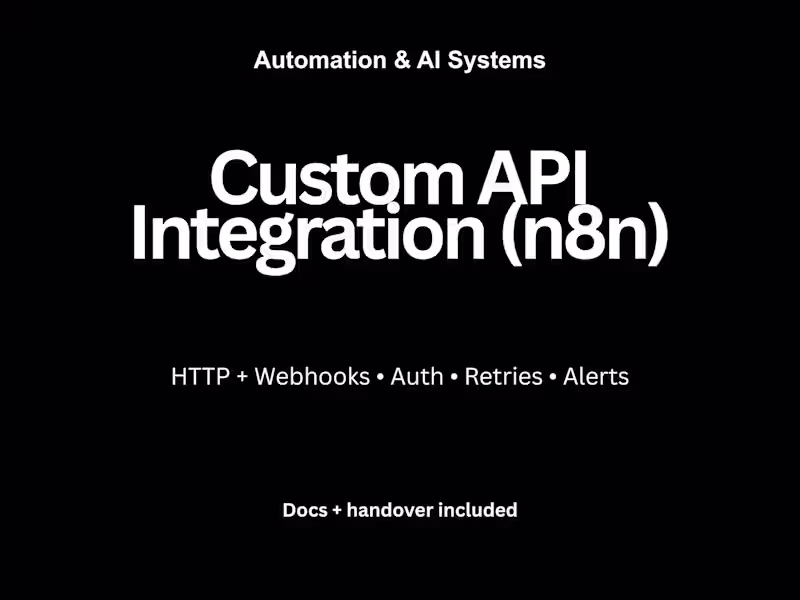 Cover image for Custom API Integration in n8n (HTTP + Webhooks)