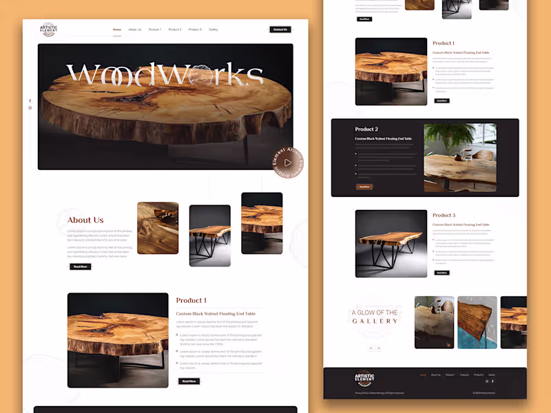 Cover image for Woodworks website design Woodworks mockup design