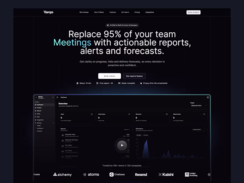 Cover image for Klarops SaaS - AI manager for execs - UX/UI Design