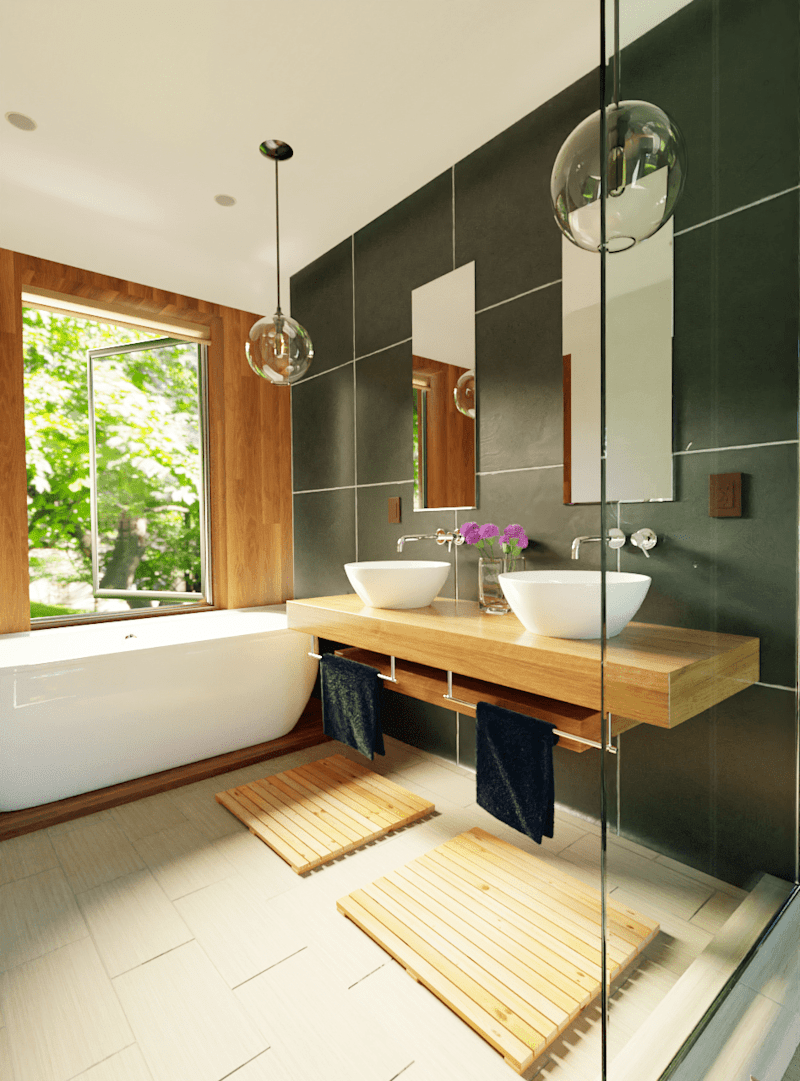 Cover image for Modern Sanctuary Bathroom with Nature Views