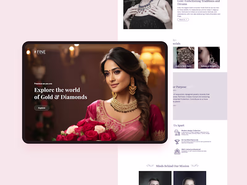 Cover image for Web development & UI/UX Design for Fine Gold & Diamonds