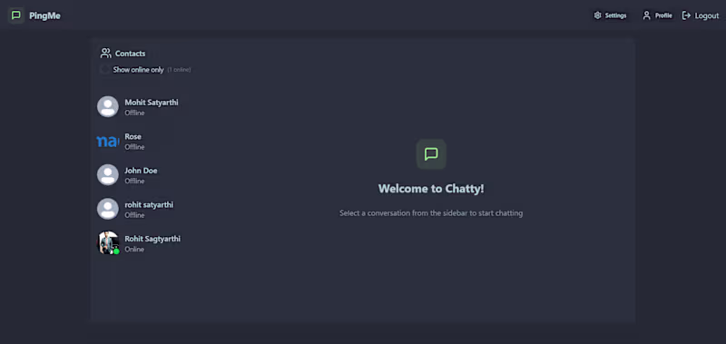 Cover image for PingMe - A real time chatting application.