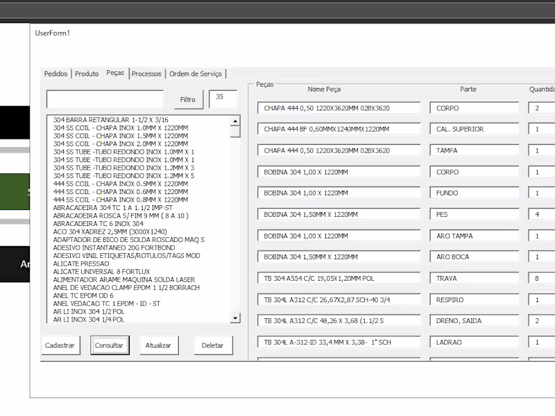 Cover image for Data Entry for a stainless steel tank Factory