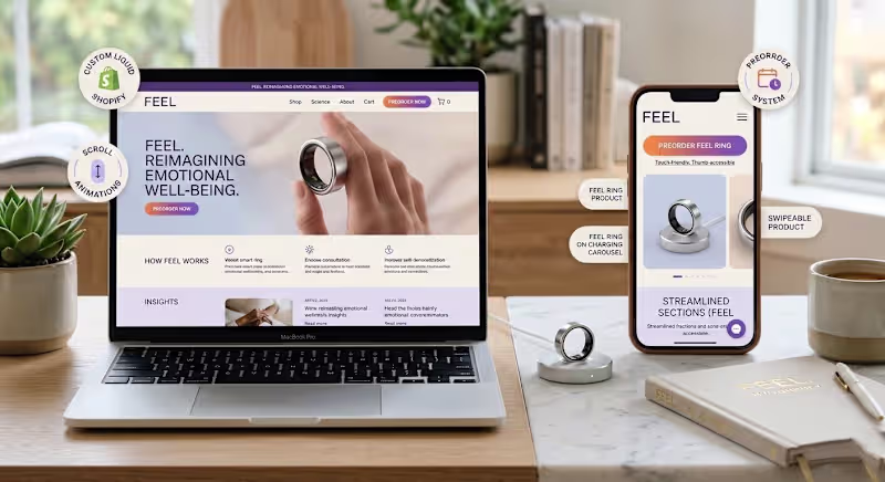 Cover image for Shopify E-commerce Website for FEEL - Emotional Well-Being Ring