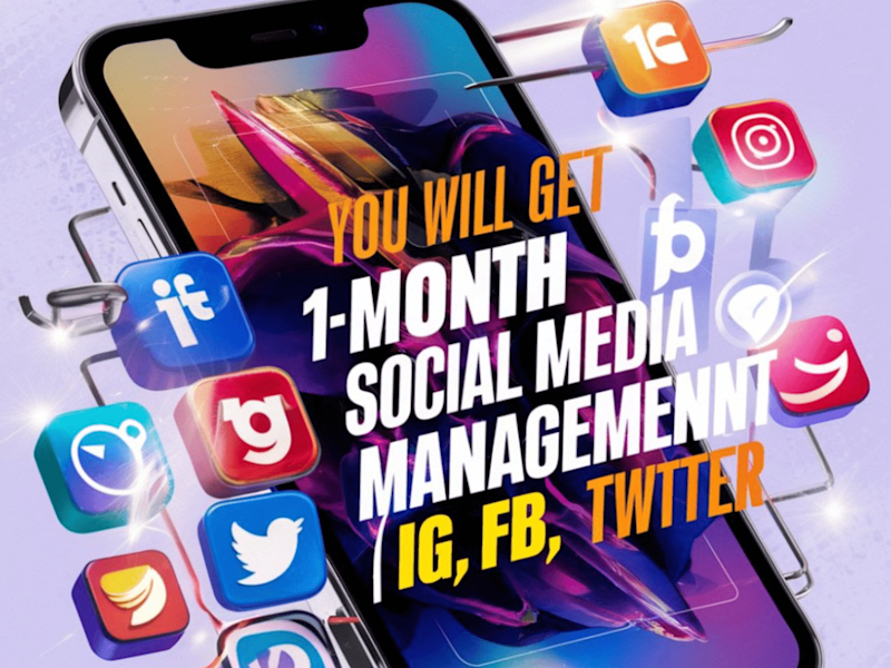 Cover image for You will get 1 -month social media management | IG, FB, Twitter