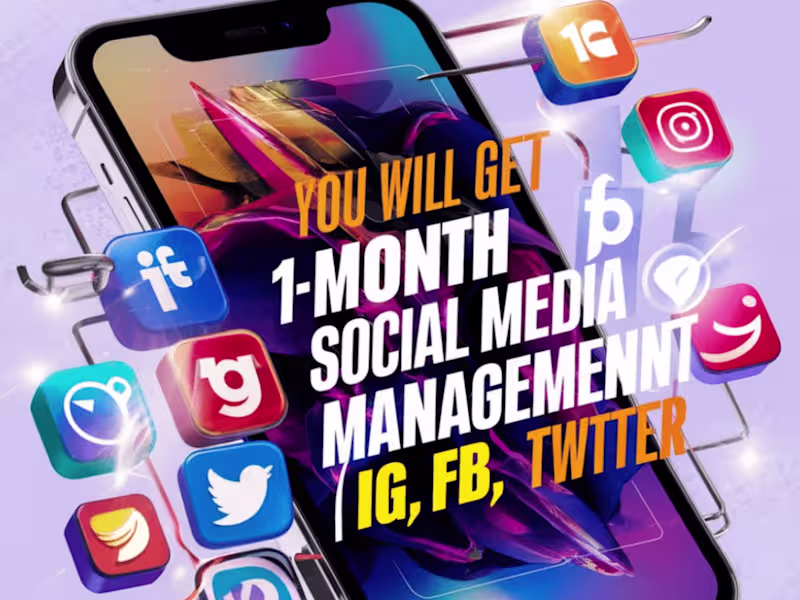 Cover image for You will get 1 -month social media management | IG, FB, Twitter