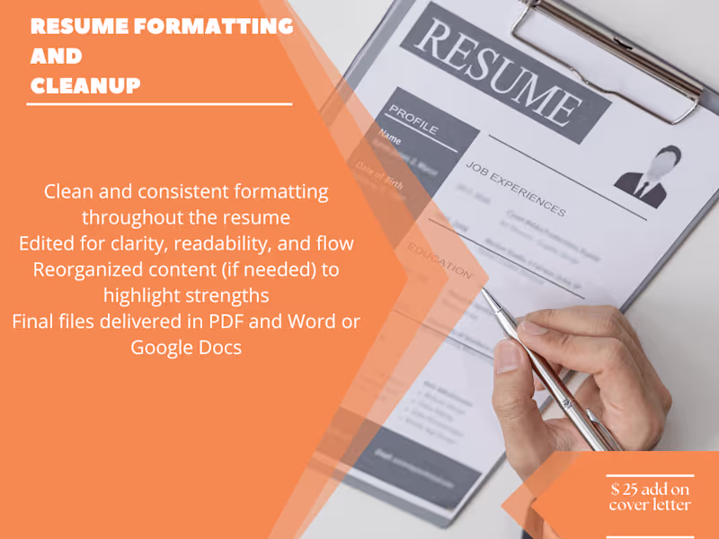 Cover image for Resume Formatting & Cleanup