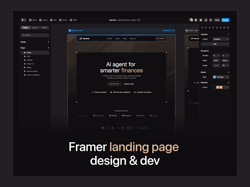 Cover image for Landing page design in framer 