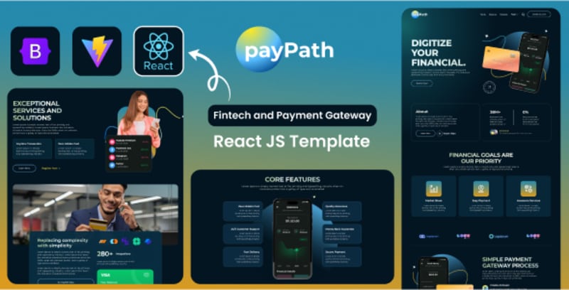 Cover image for PayPath - Fintech & Online Payment Gateway React JS Template