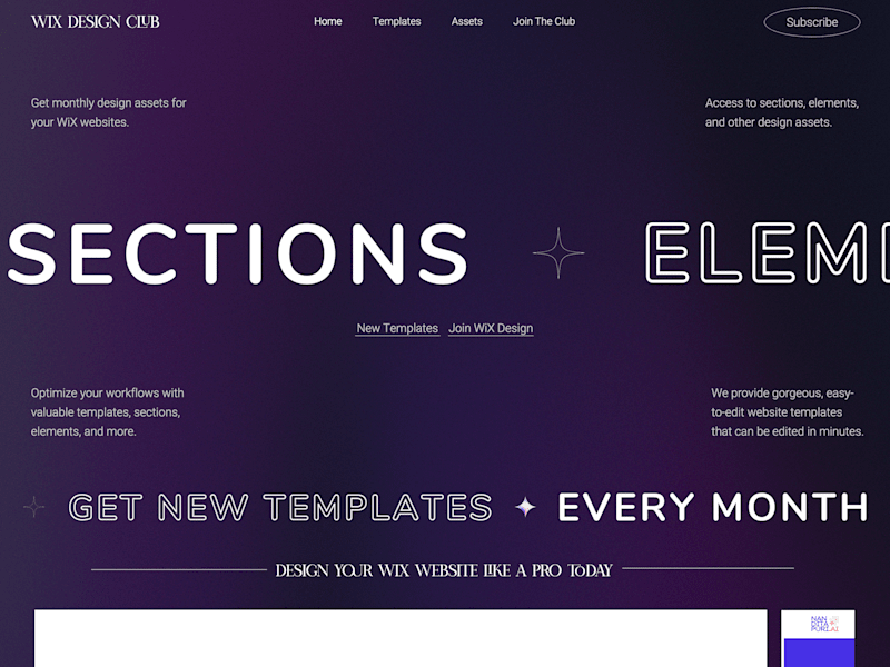 Cover image for WiX Design Club | Shop Latest Templates | Join WiX Design Club