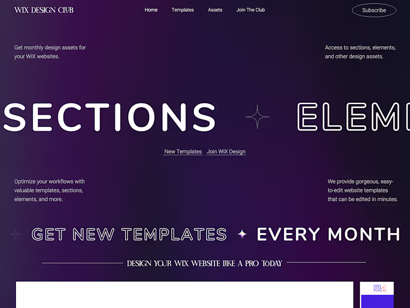 Cover image for WiX Design Club | Shop Latest Templates | Join WiX Design Club