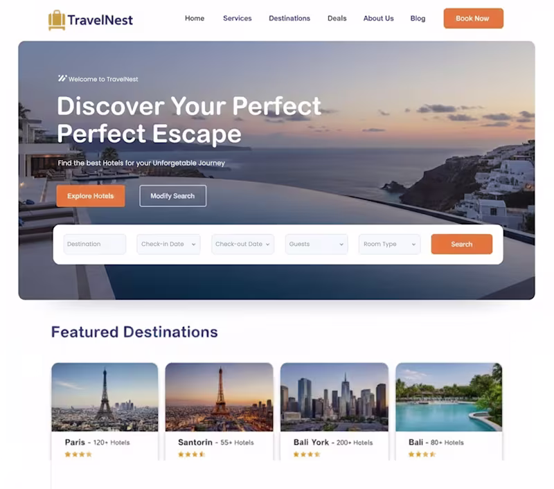 Cover image for TravelNest - Hotel Booking Backend System Development