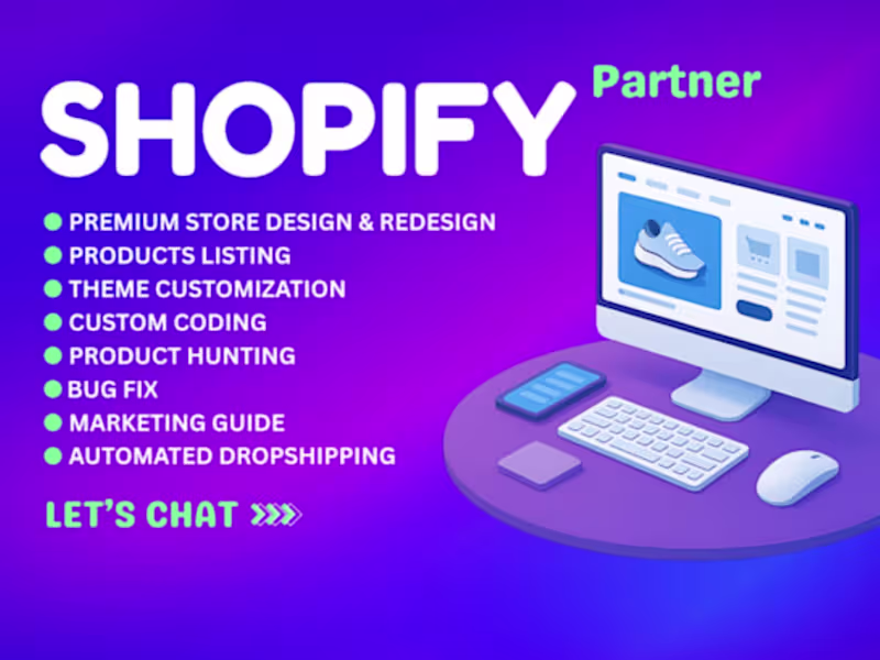 Cover image for Shopify store designer , Shopify store expert,ecommerce website 