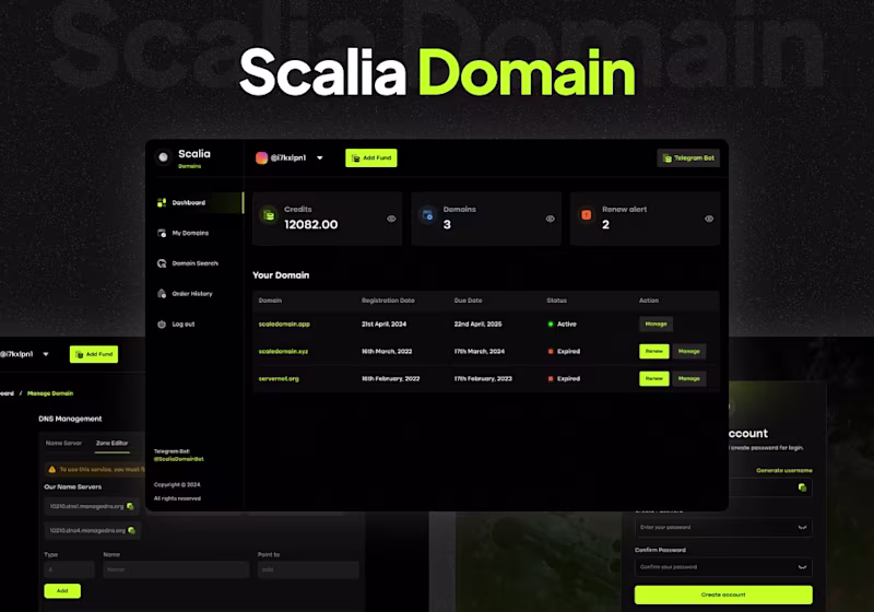 Cover image for Scalia - Domain Management App A modern, high-performance we...