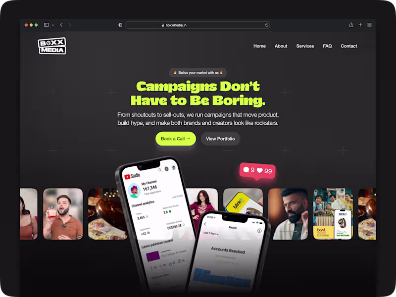 Cover image for Boxx Media Influencer Marketing Site Design