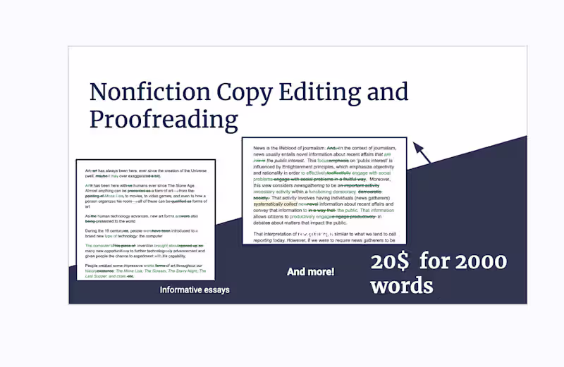 Cover image for Copy edit of 2000 words non-fiction writing 