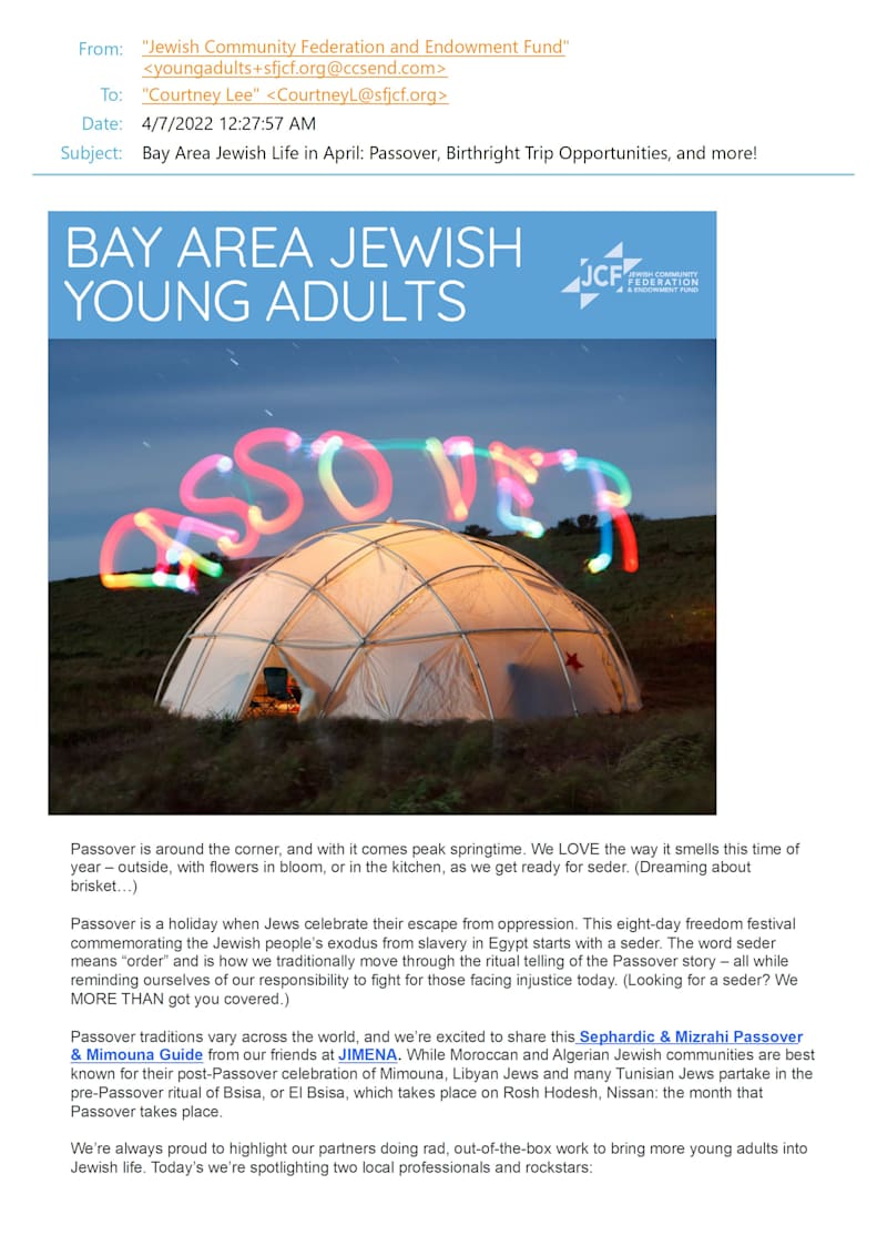 Cover image for Jewish Community Federation and Endowment Fund - Email Marketing