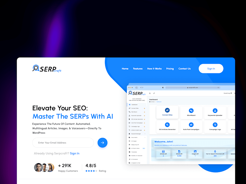 Cover image for SerpCraft: A SaaS landing page built with Elementor pro