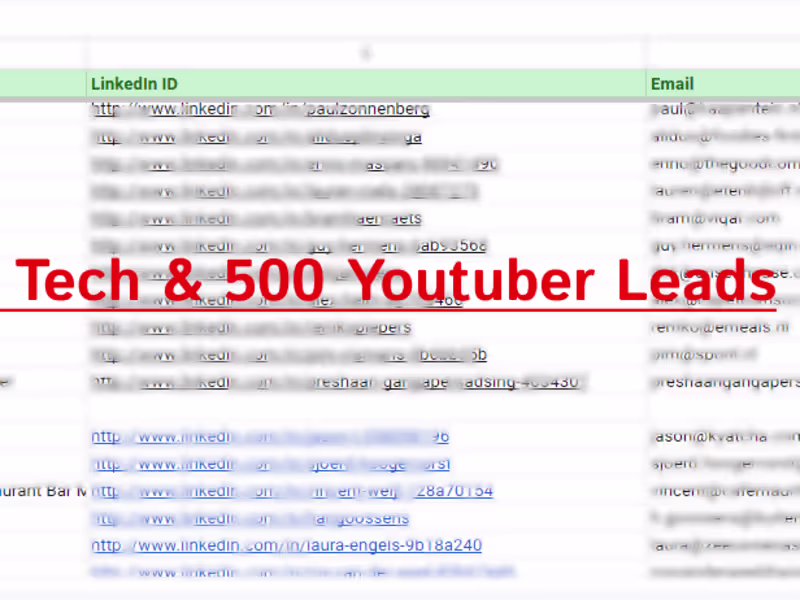 Cover image for 1500 Tech & 500 Youtuber Leads