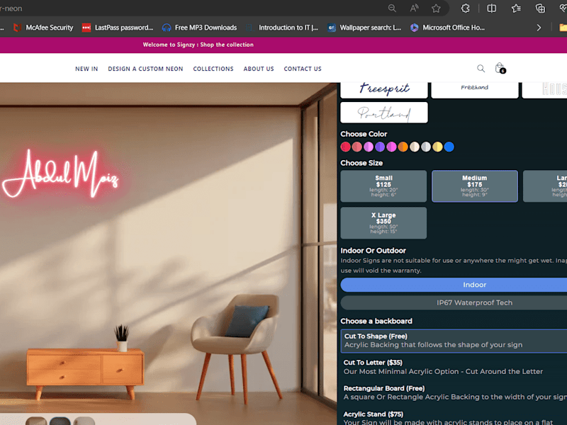 Cover image for Signzy a Custom Shopify store with a custom Neon Sign Creator
