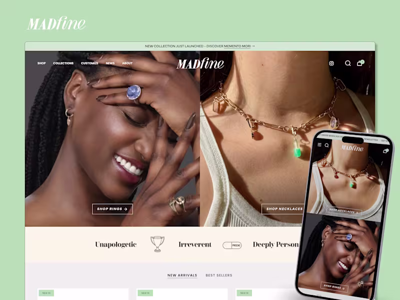 Cover image for Shopify Store Design & Development For Mad Fine
