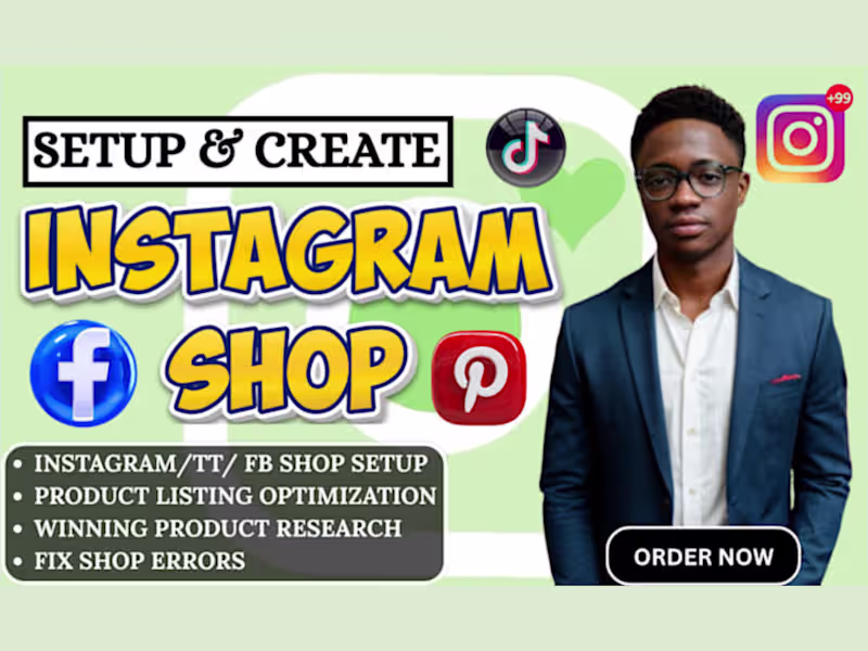 Cover image for I will setup tiktok shop instagram facebook shop pinterest ads 