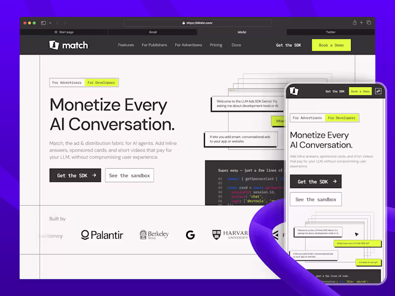 Cover image for Match AI SDK Landing Page Design