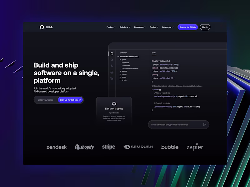 Cover image for Github. I love this design and visuals. All made in Framer