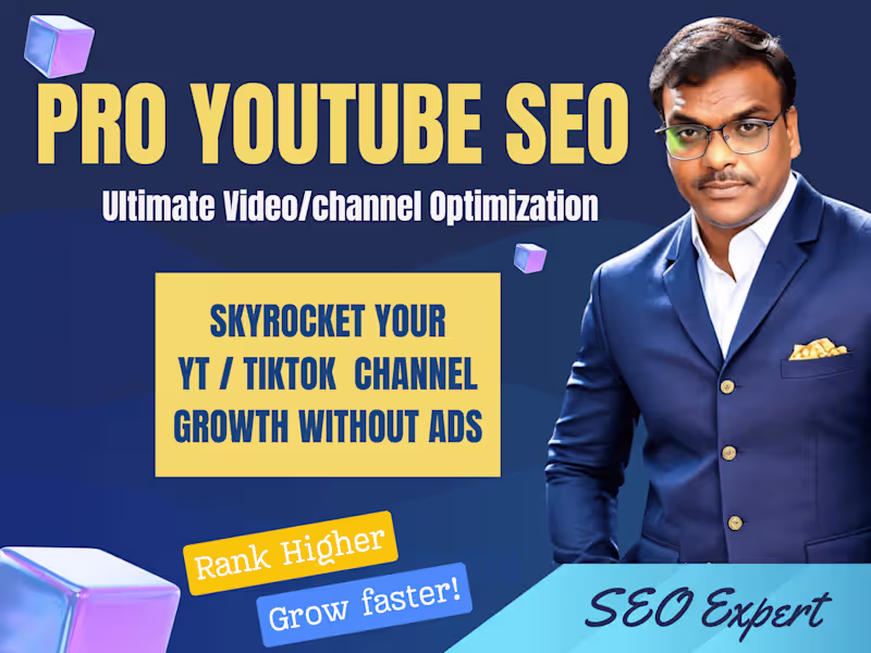 Cover image for Channel/Video/Shorts SEO for youtube & Tiktok for speedy growth