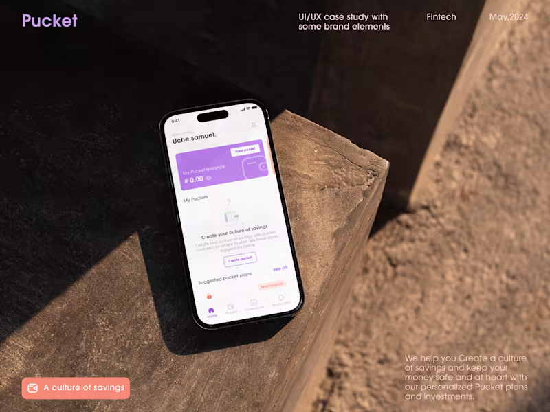 Cover image for Pucket Mobile App - UI presentation:: Behance