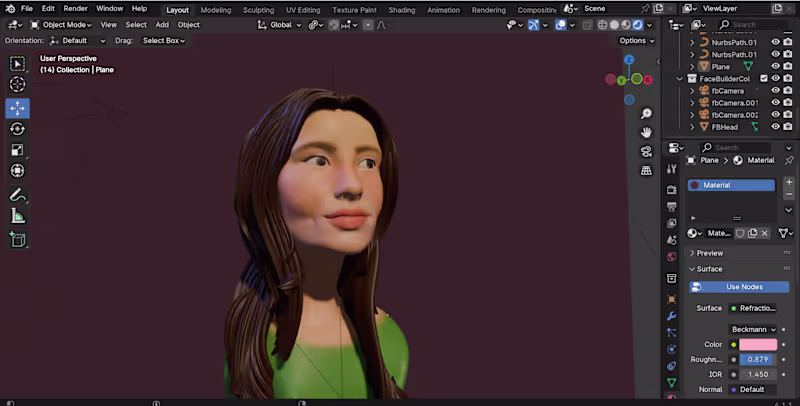Cover image for Made a 3D model of a face in Blender. Used an extension to i...