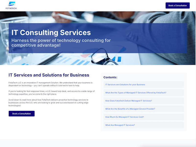 Cover image for FotiaTech Landing Page & Brand Development