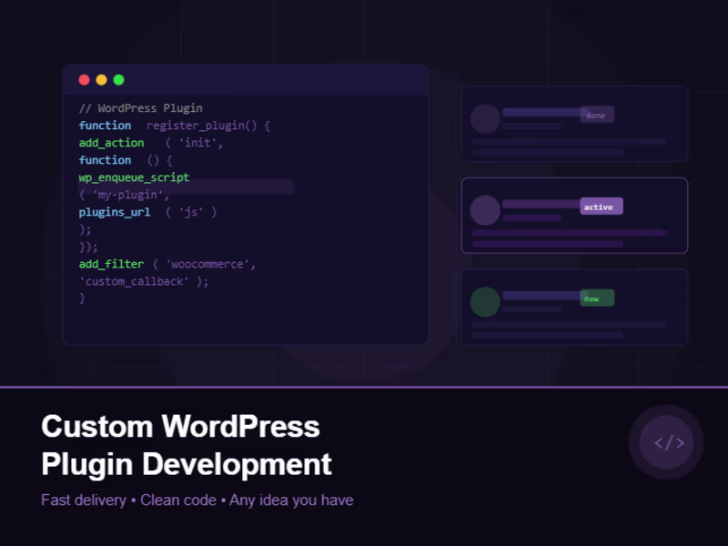 Cover image for Custom WordPress & WooCommerce Plugin Development