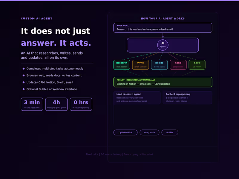 Cover image for Custom AI Agent and Automation System