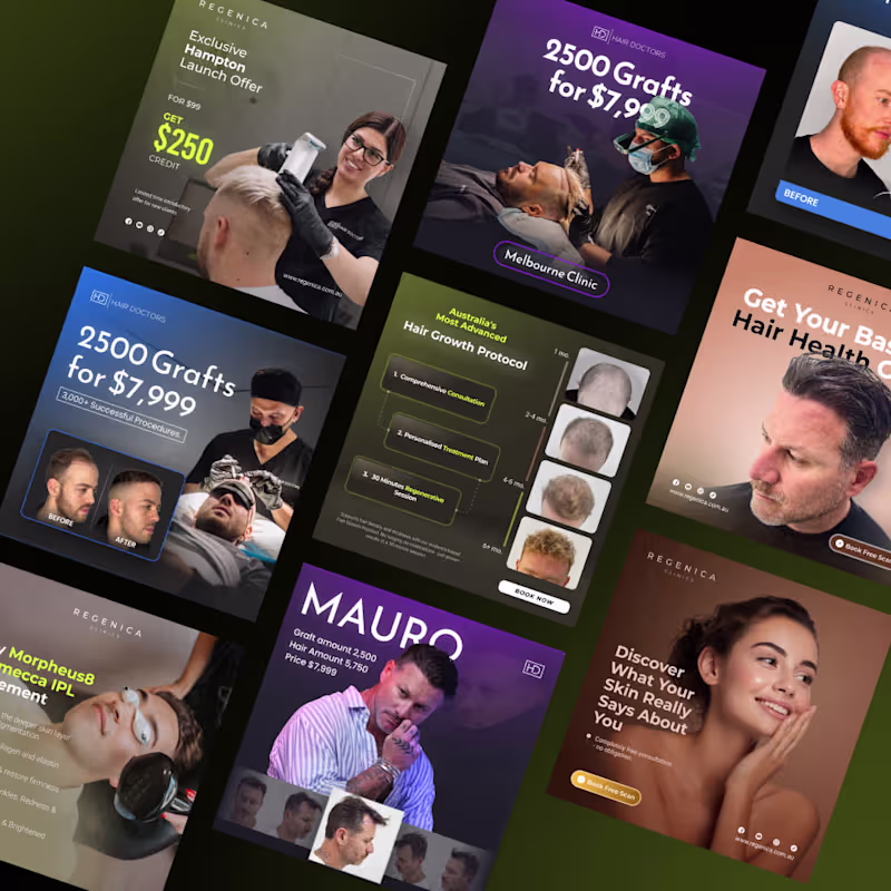 Cover image for 🧠 Social Media Ad Designs for Regenica Clinic | Hair Doctor...