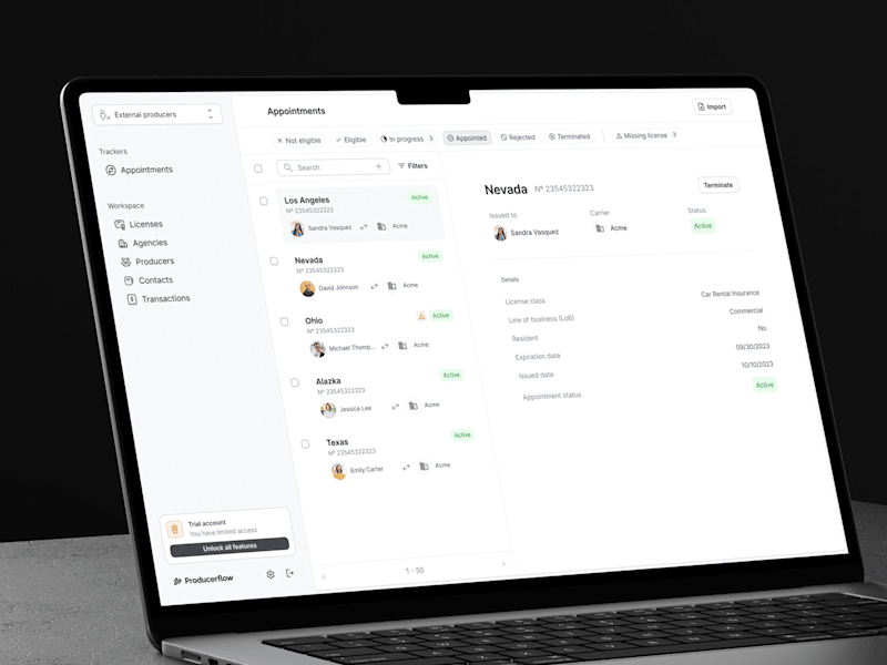Cover image for Producerflow | Compliance Tracking for Insurance Carriers