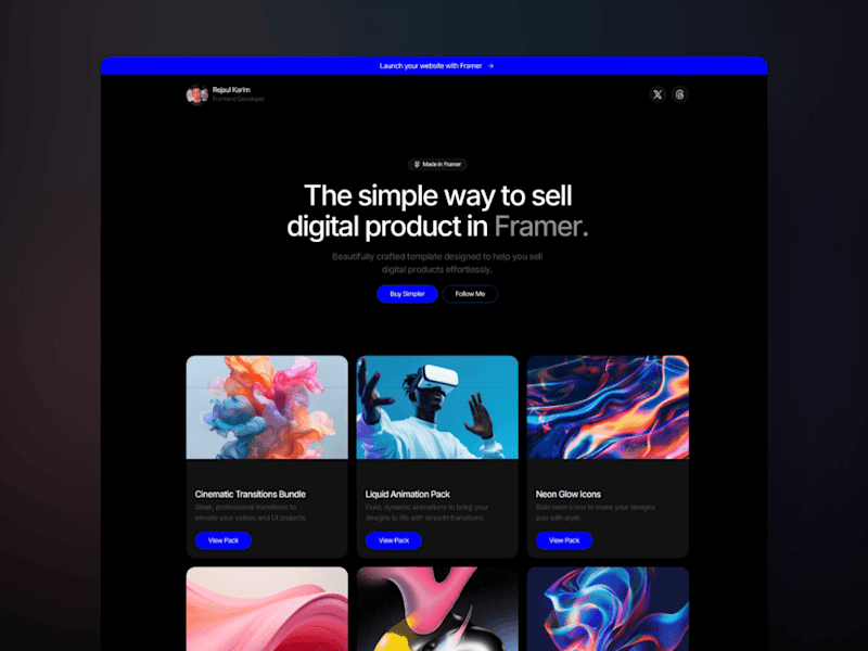 Cover image for Simpler - Sell digital product in framer