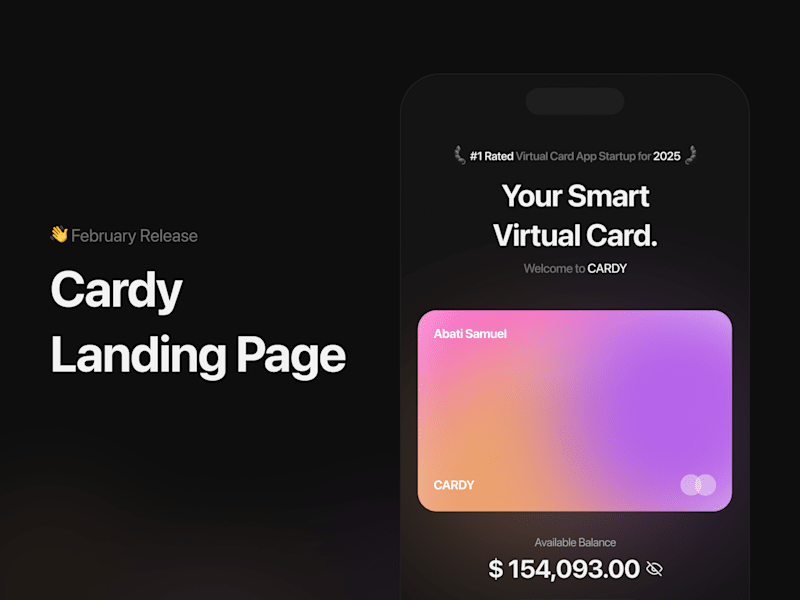 Cover image for Cardy Landing Page Design & Development - Personal Project