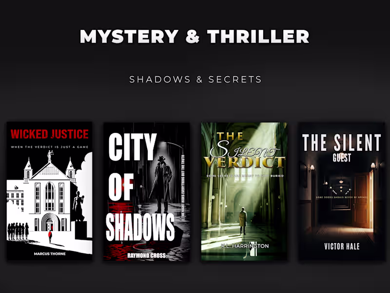 Cover image for Mystery & Thriller Book Covers Dark, moody, and suspenseful ...