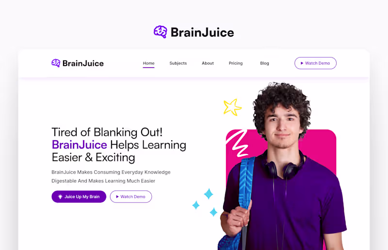 Cover image for BrainJuice Landing Page Design
