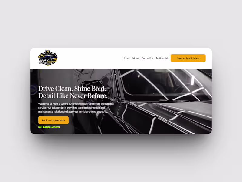 Cover image for Car Detailing Website Designed a clean, modern, and mobile f...