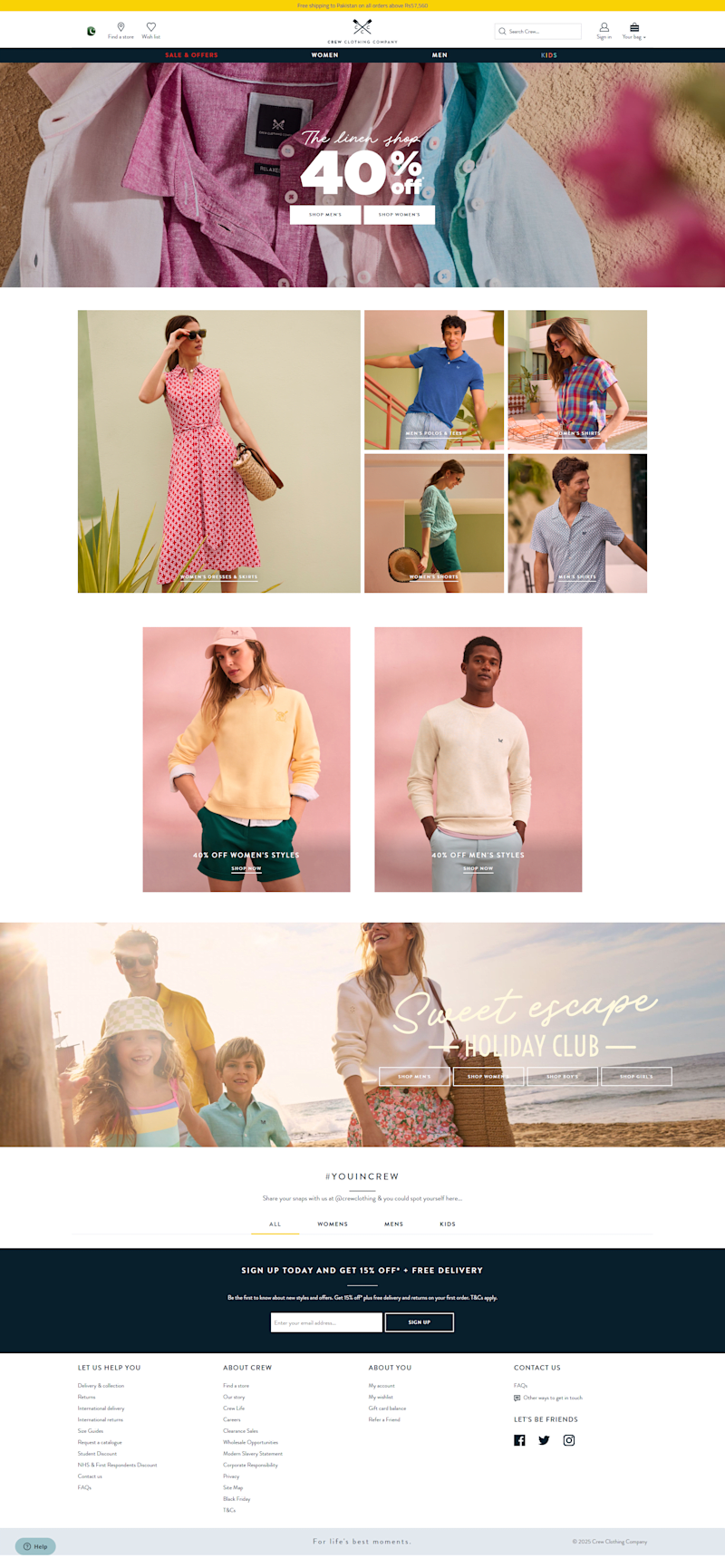 Cover image for CREW, an E-commerce homepage designed for Men & Women Clothing
