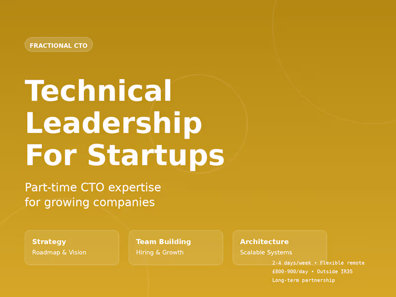 Cover image for Fractional CTO / Technical Leadership