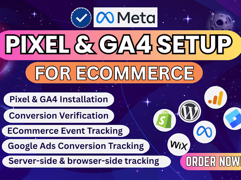 Cover image for Setup Facebook Meta Pixel, GA4 Google tracking for eCommerce