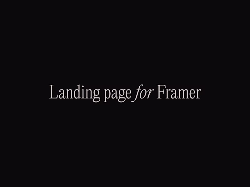 Cover image for Landing Page for Framer