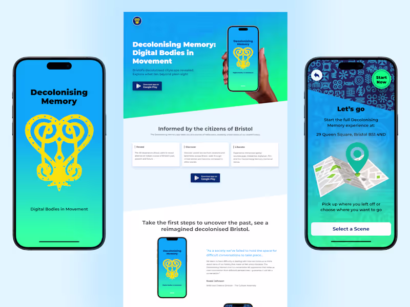 Cover image for Mobile UI and Landing Page Design for Decolonising Memory
