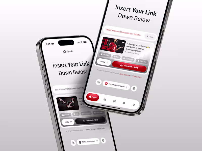 Cover image for Socio Downloader - UI/UX App Design