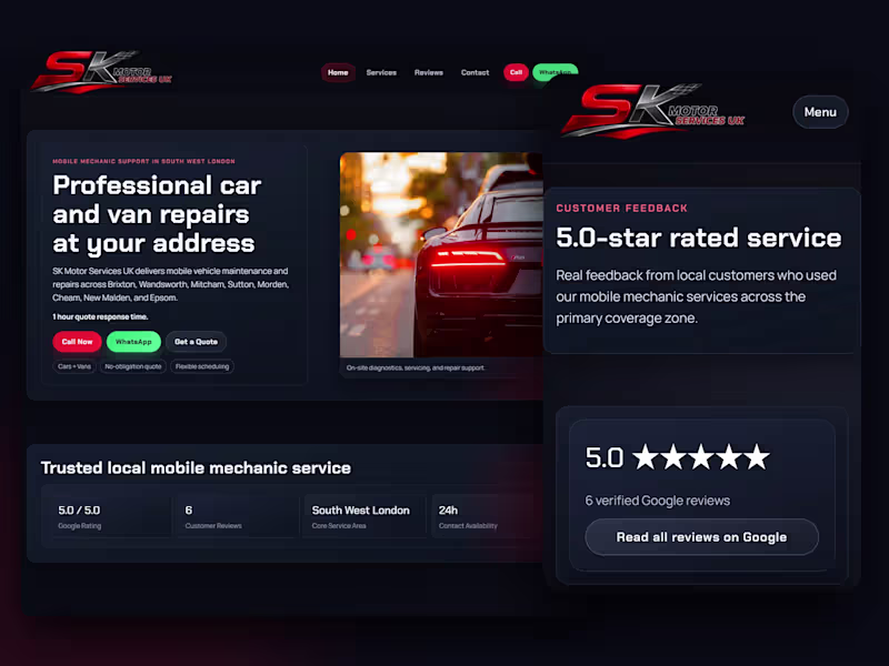 Cover image for Mechanic Website for London Business